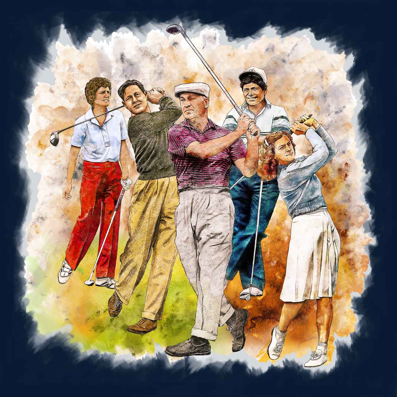 Texas Golf Legends - Kate Whitworth, Byron Nelson, Ben Hogan, Lee Trevino, & Babe Zaharias